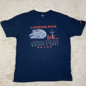 Star Wars Shirt Adult Large Navy Blue Disney 2019 Spire Outpost Galaxy Edge Mens